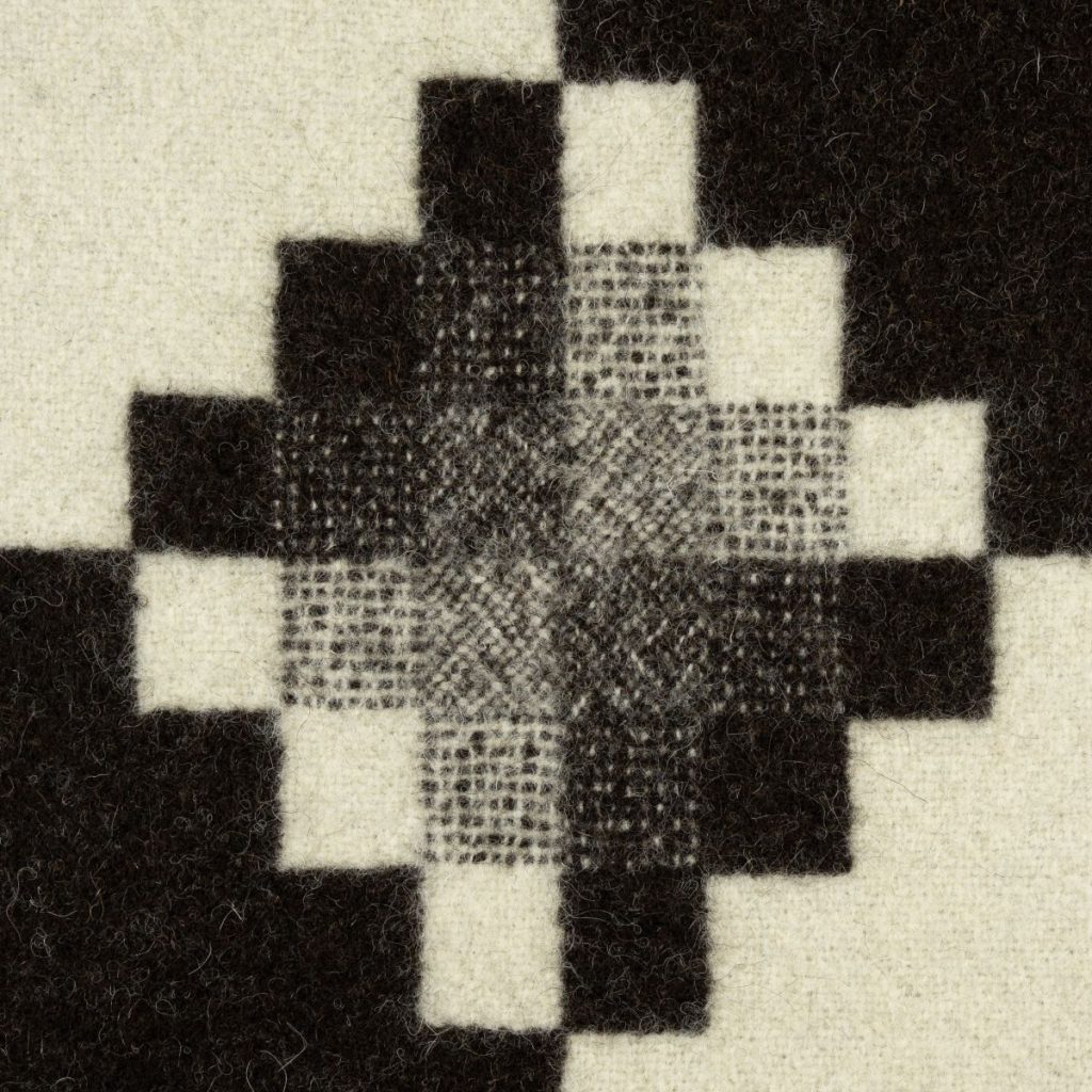 Photo of a block design woven on 28 shafts